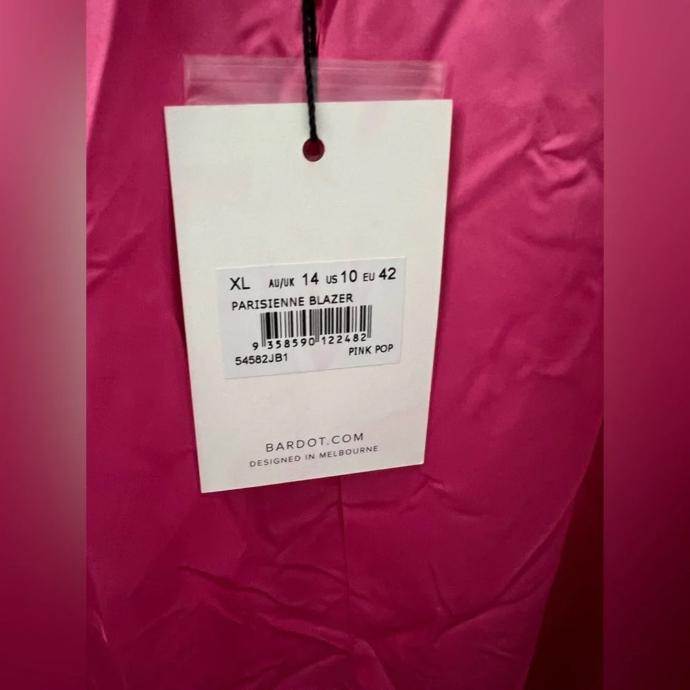 Bardot Parisienne Double Breasted Blazer in Pink Pop Size XL New